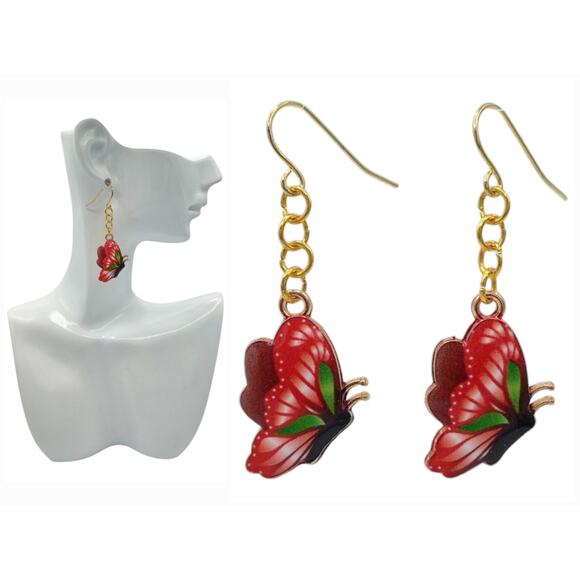 Whimsical Butterfly Dangle Earrings – Boho Festival Everyday Jewelry - Picture 4 of 4